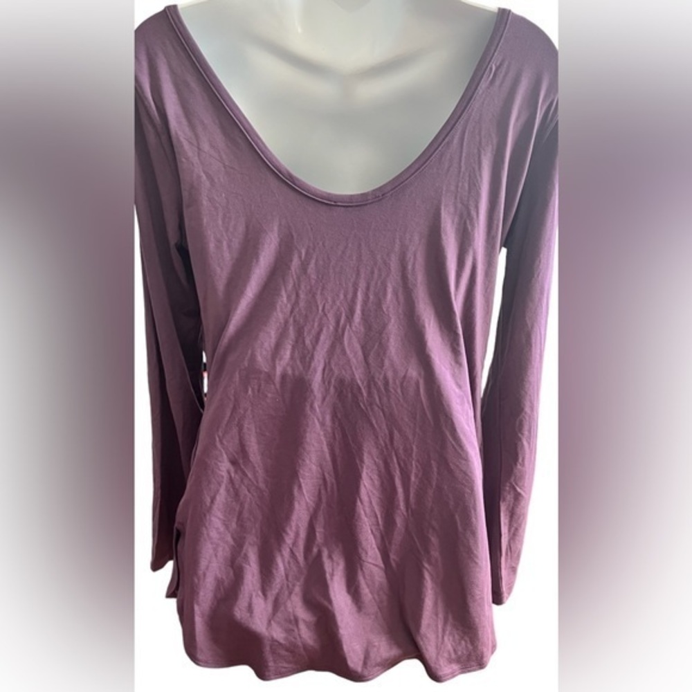 Lux Sleepwear Purple Bamboo Long Sleep Top L - Picture 2 of 4